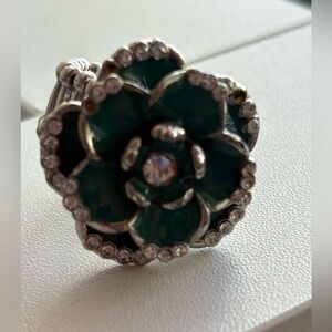Vintage Elegant Green Floral Rhinestone Stretchable Ring